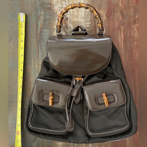 GUCCI 🤎 Vintage Bamboo Bar backpack medium. - Picture 11 of 12